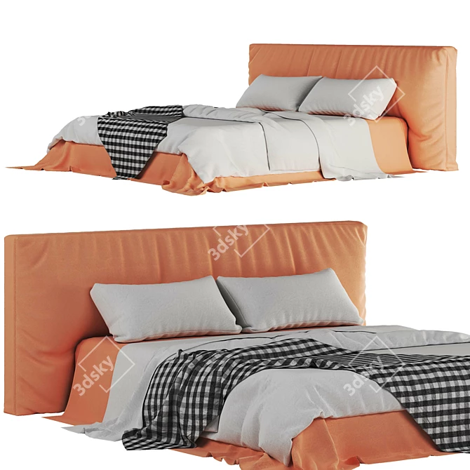 Sleek White & Orange Bed 3D model image 1