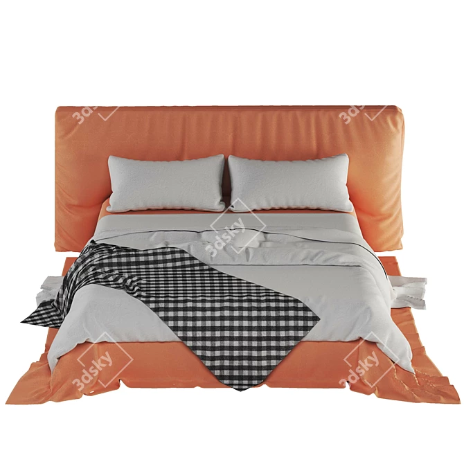 Sleek White & Orange Bed 3D model image 3