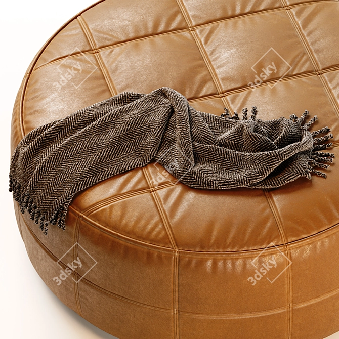 Luxury Saddle Leather Pouf Ottoman 3D model image 3