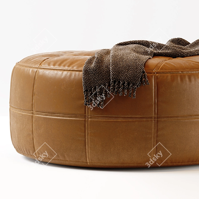 Luxury Saddle Leather Pouf Ottoman 3D model image 4