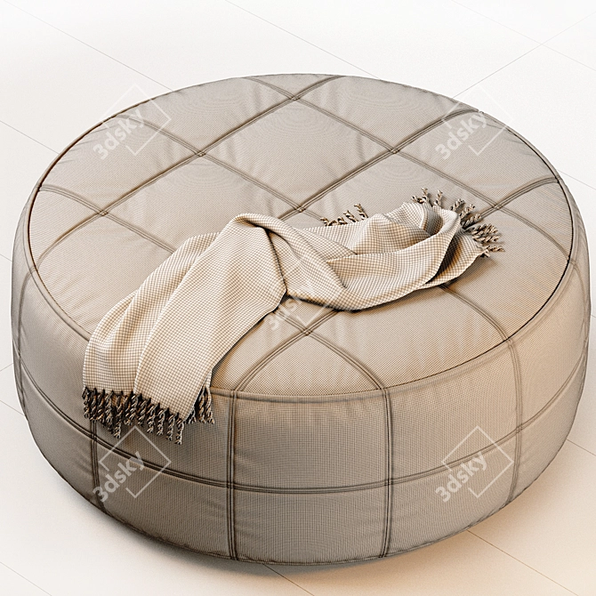 Luxury Saddle Leather Pouf Ottoman 3D model image 5