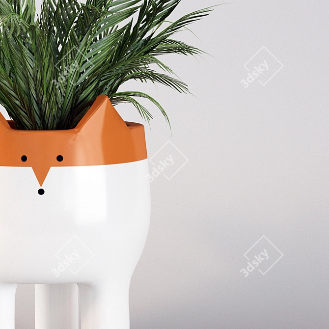  Whimsical Ceramic Fox Plant Pot 3D model image 3