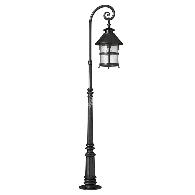 Elegant Iron Street Lamp 3D model image 3