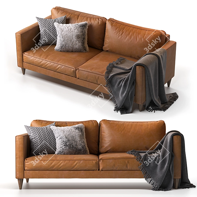 Elegant Hable Leather Sofa 3D model image 1