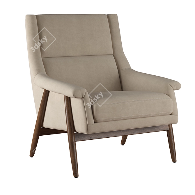 Timeless Luxury: RH Milo Baughman Leather Chair 3D model image 2
