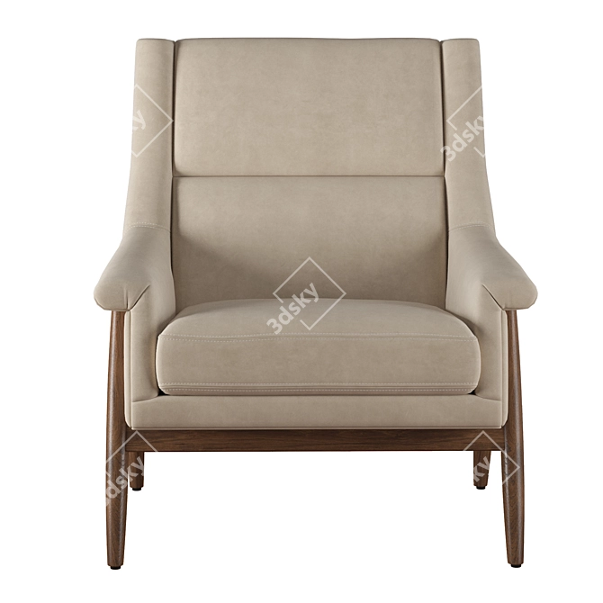 Timeless Luxury: RH Milo Baughman Leather Chair 3D model image 3