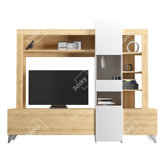 Modern TV Wall with Decor Elements 3D model image 3