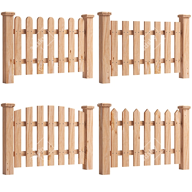 Versatile Garden Fence Set (2 Colors) 3D model image 1