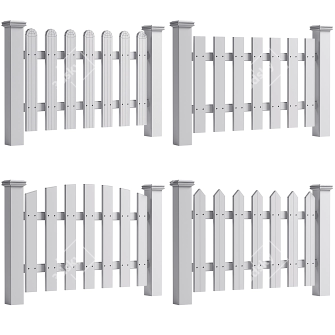 Versatile Garden Fence Set (2 Colors) 3D model image 3