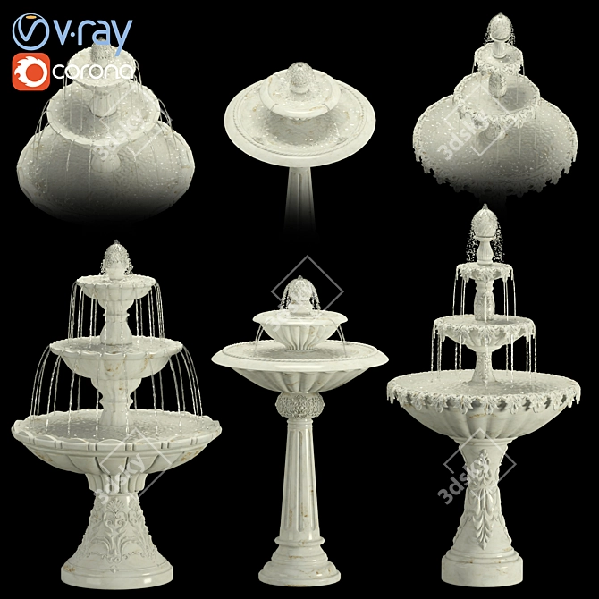 Elegant Fountain Set 3D model image 2