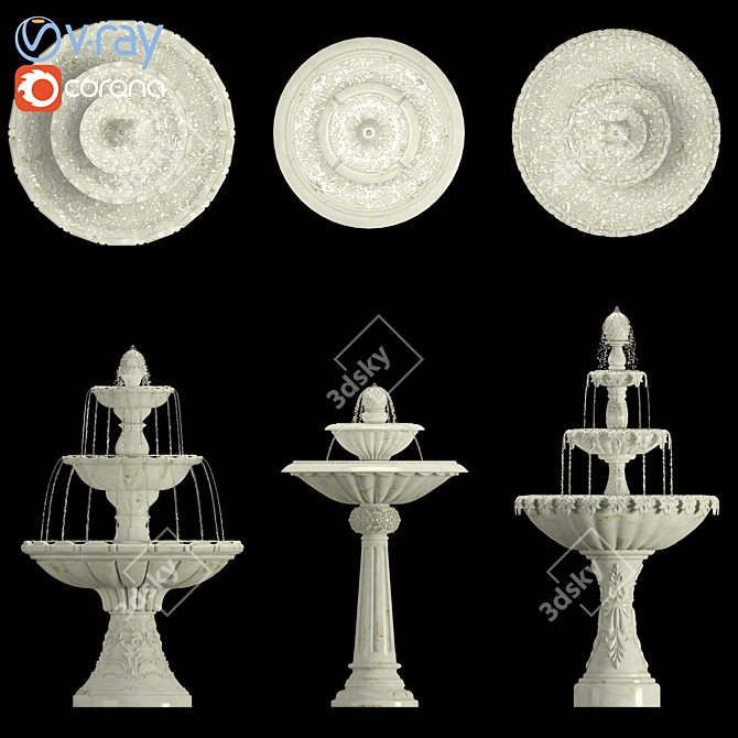 Elegant Fountain Set 3D model image 3