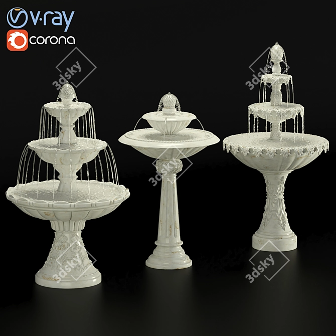 Elegant Fountain Set 3D model image 4