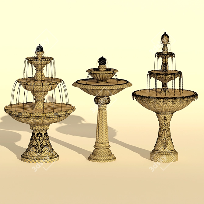 Elegant Fountain Set 3D model image 5