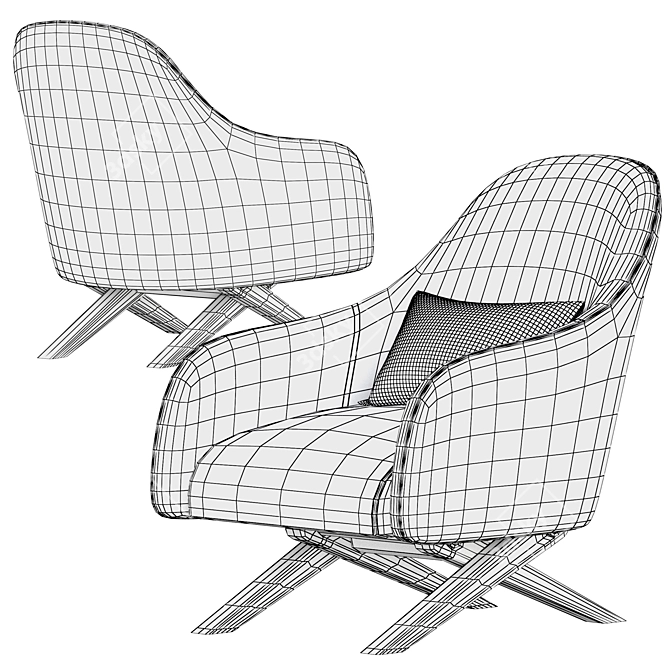 Poliform MARLON Armchair: Sleek and Stylish Seating Solution 3D model image 5