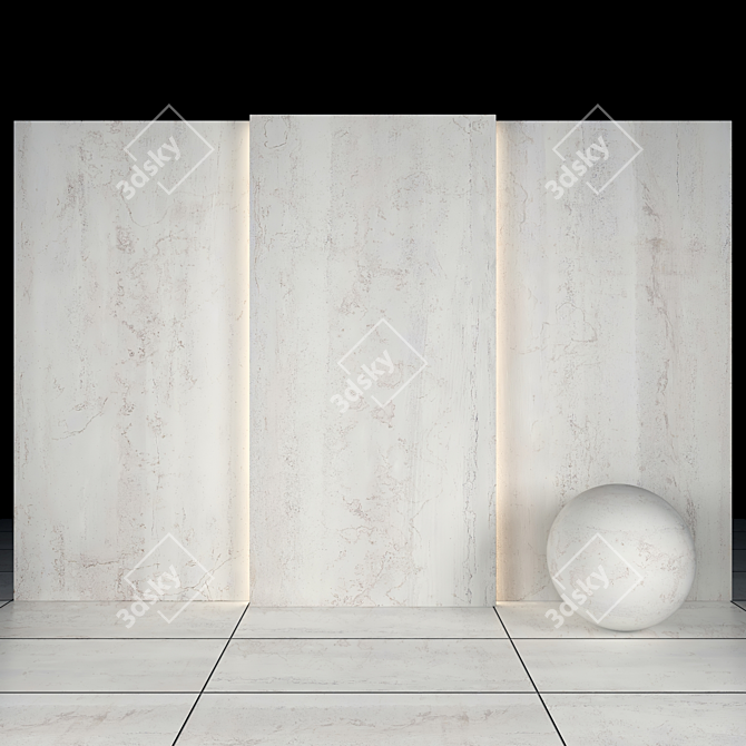 Dayton White Stone: Glossy Blue Slabs & Tiles 3D model image 2