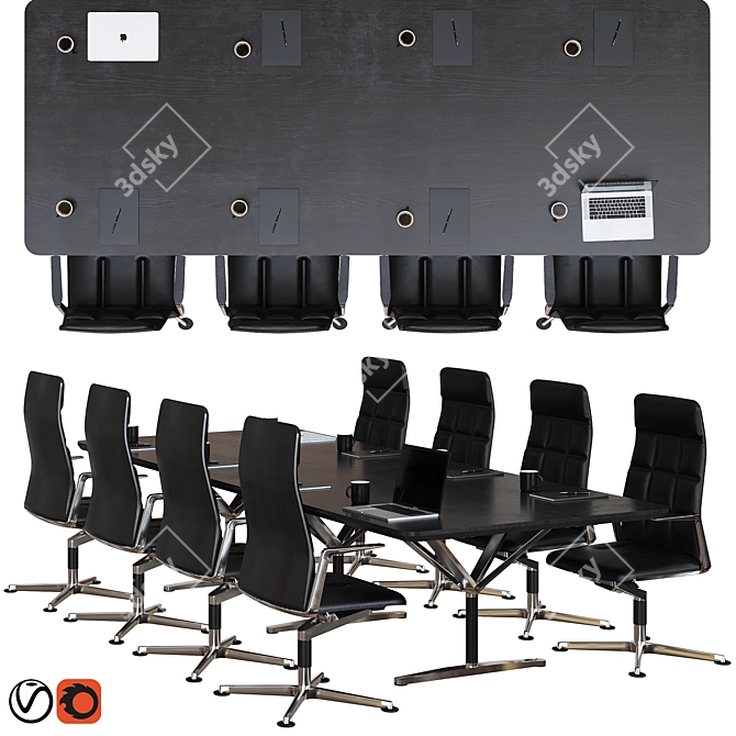 Optimized High Detail Conference Table 3D model image 1