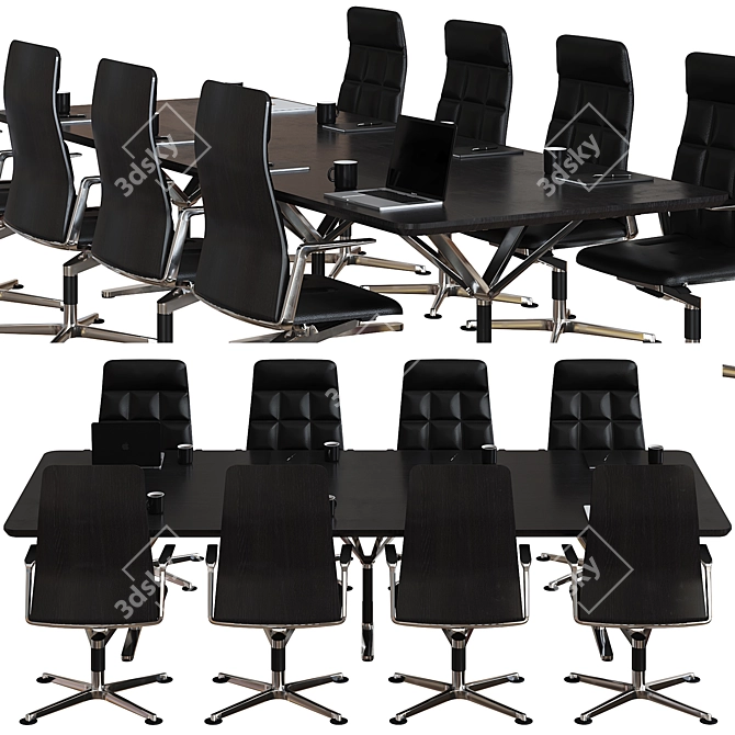 Optimized High Detail Conference Table 3D model image 3