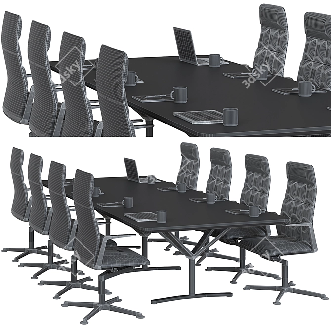 Optimized High Detail Conference Table 3D model image 5