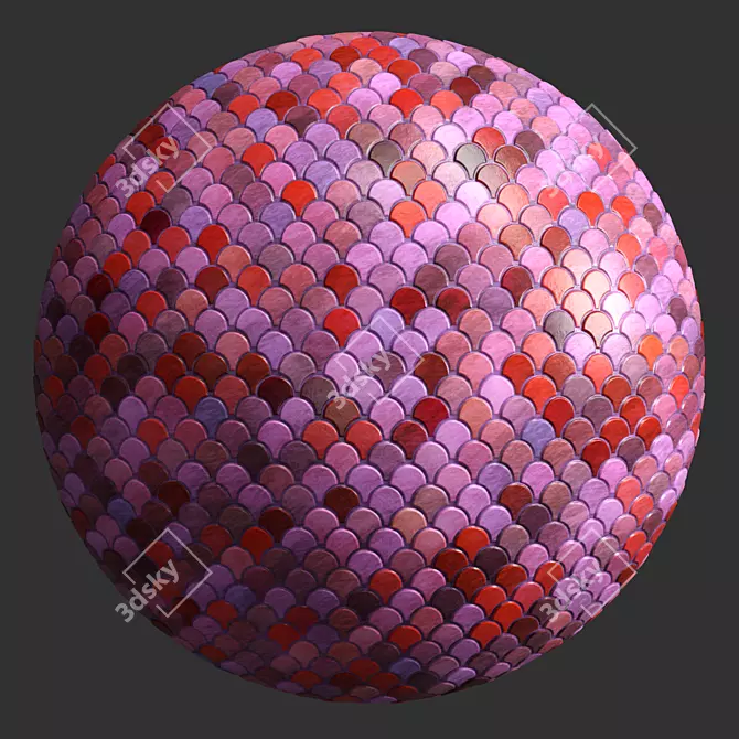 Artisan Fish Scale Tiles PBR 3D model image 2