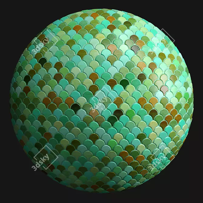 Artisan Fish Scale Tiles PBR 3D model image 3
