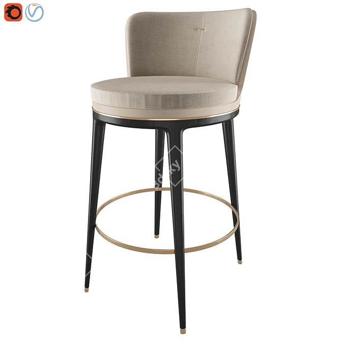 HICKS - Stylish Leather Bar Stool 3D model image 1