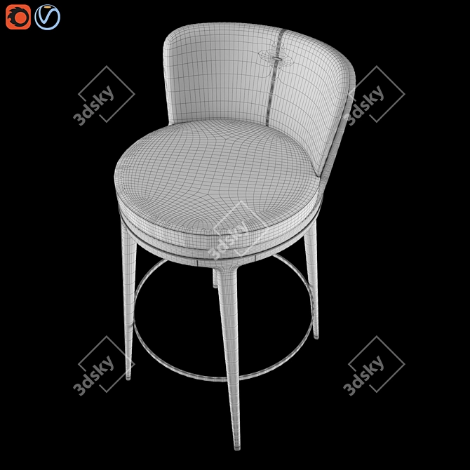 HICKS - Stylish Leather Bar Stool 3D model image 4