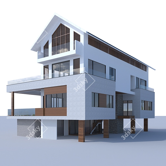Spacious and Sturdy Building 5 3D model image 2