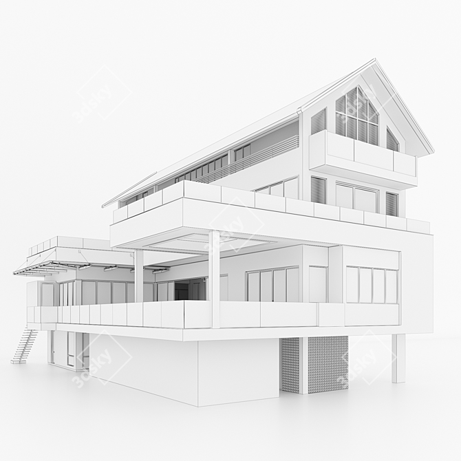 Spacious and Sturdy Building 5 3D model image 6