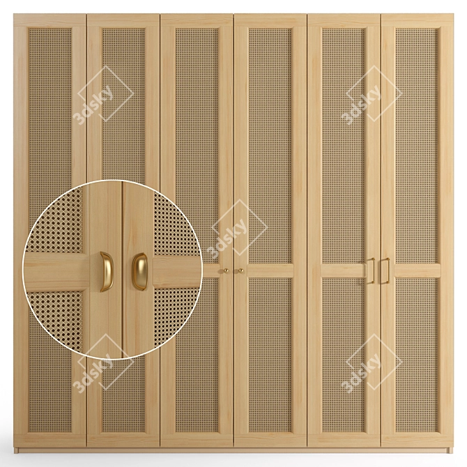 Rattan 3-Door Cabinet: IKEA Design 3D model image 1