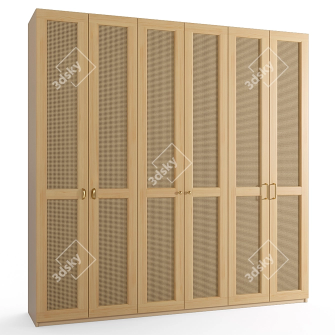 Rattan 3-Door Cabinet: IKEA Design 3D model image 2