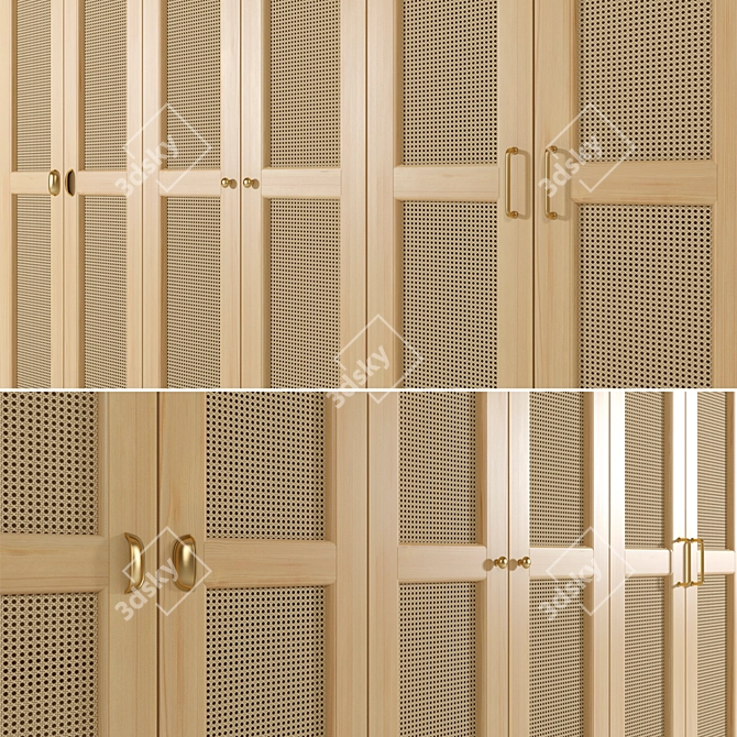 Rattan 3-Door Cabinet: IKEA Design 3D model image 3