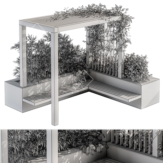 Elevated Oasis: Roof Garden & Pergola 3D model image 5