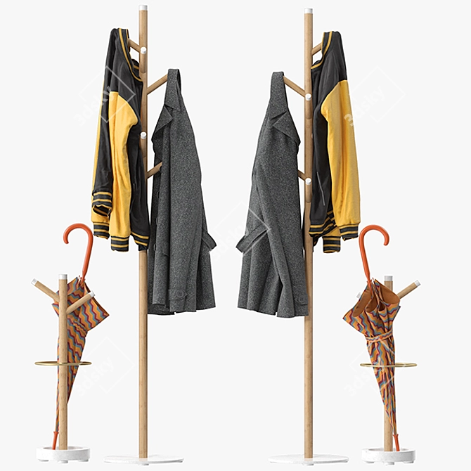 Elegant Grace Mango Coat Rack 3D model image 2