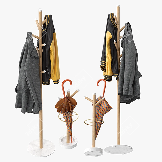 Elegant Grace Mango Coat Rack 3D model image 3