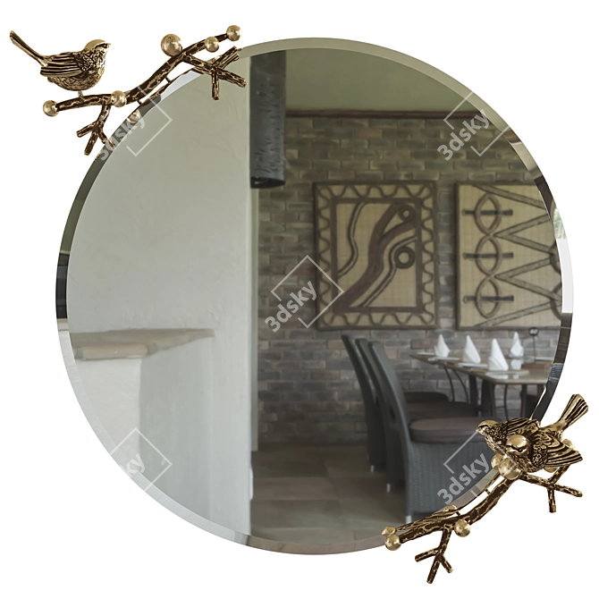 Handcrafted Terra Mirror: Elegant Accent Piece 3D model image 4