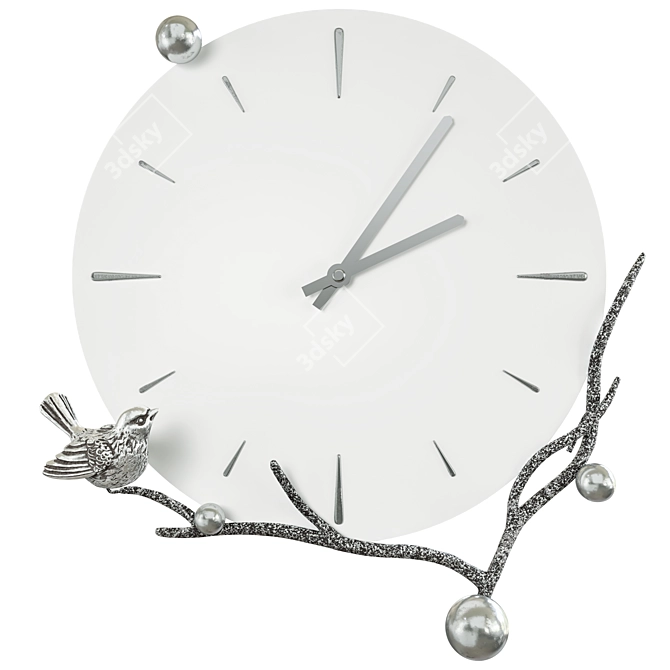 Terra Branch Steel and Marble Wall Clock 3D model image 1