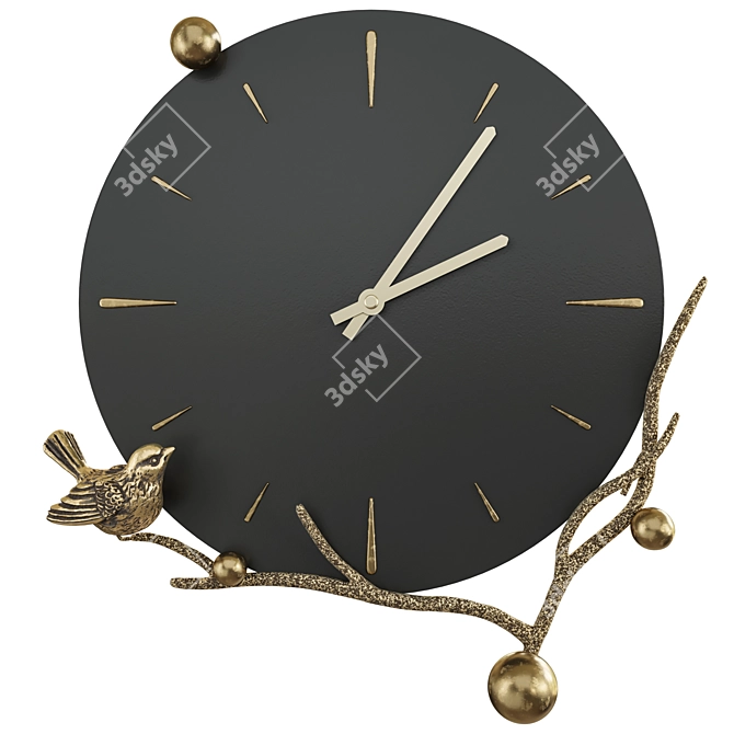 Terra Branch Steel and Marble Wall Clock 3D model image 6