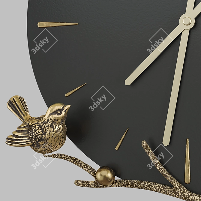 Terra Branch Steel and Marble Wall Clock 3D model image 8