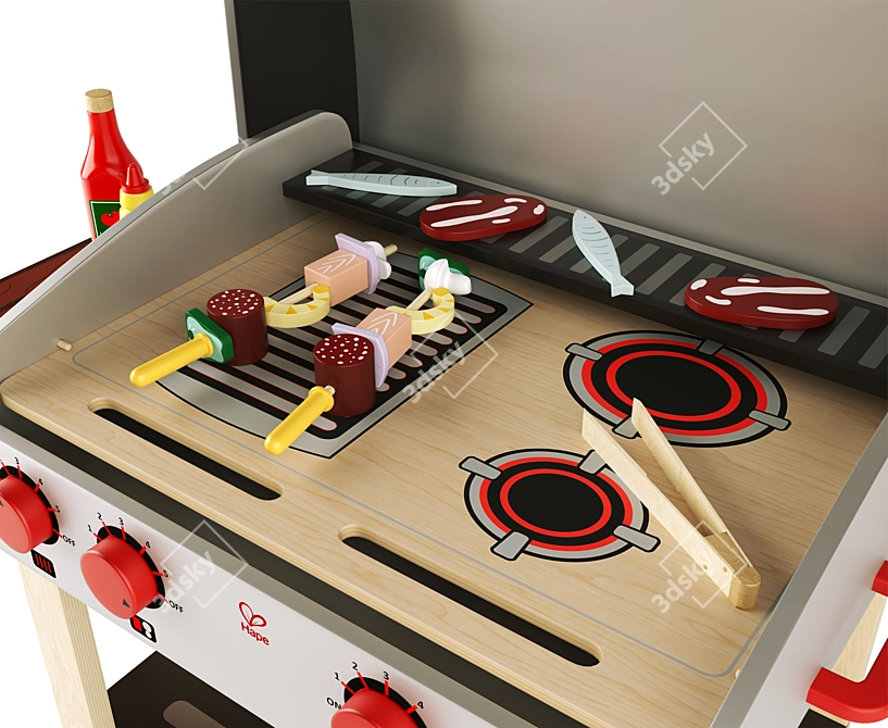 Gourmet Grill Kids' Toy: Hape's Perfect Playtime Barbecue 3D model image 2