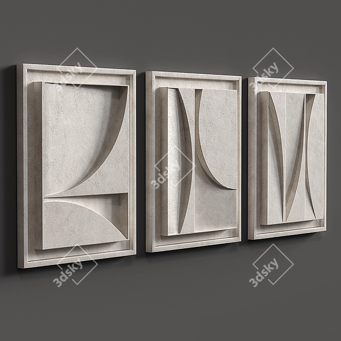 Tranquil Sands Relief Triptych 3D model image 2