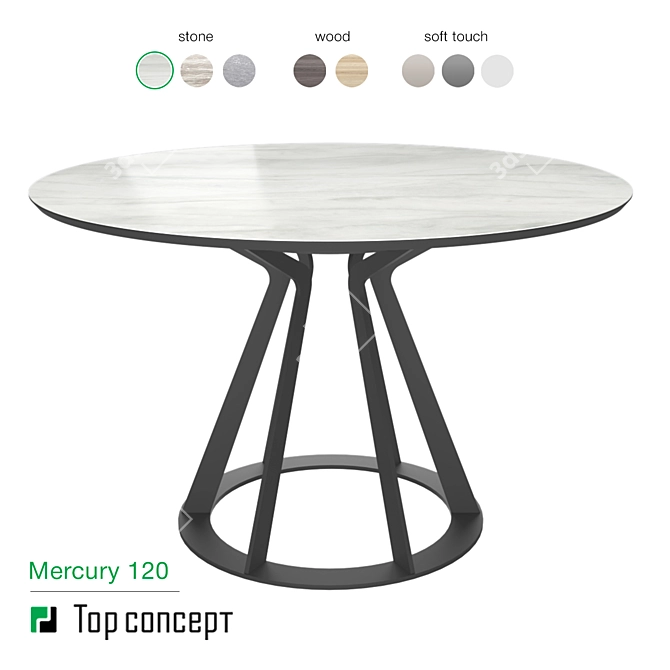 Sleek Metal Round Table 3D model image 1