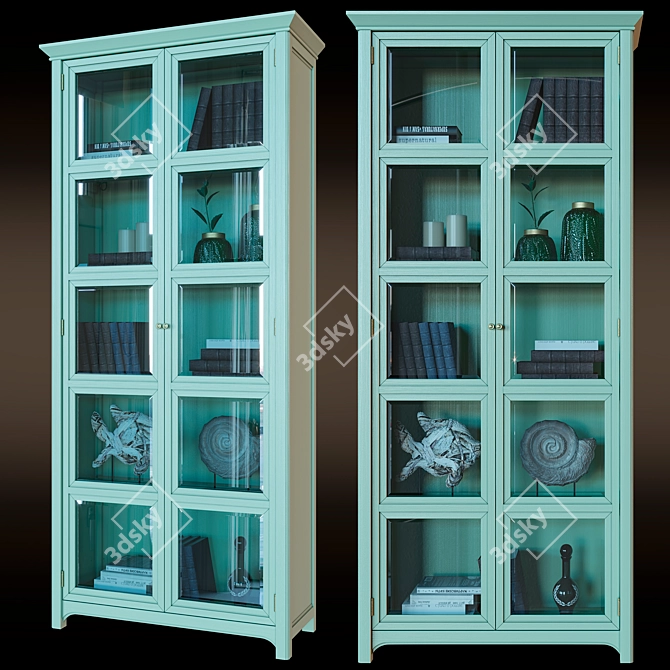 Elegant Glass Door Wardrobe 3D model image 1