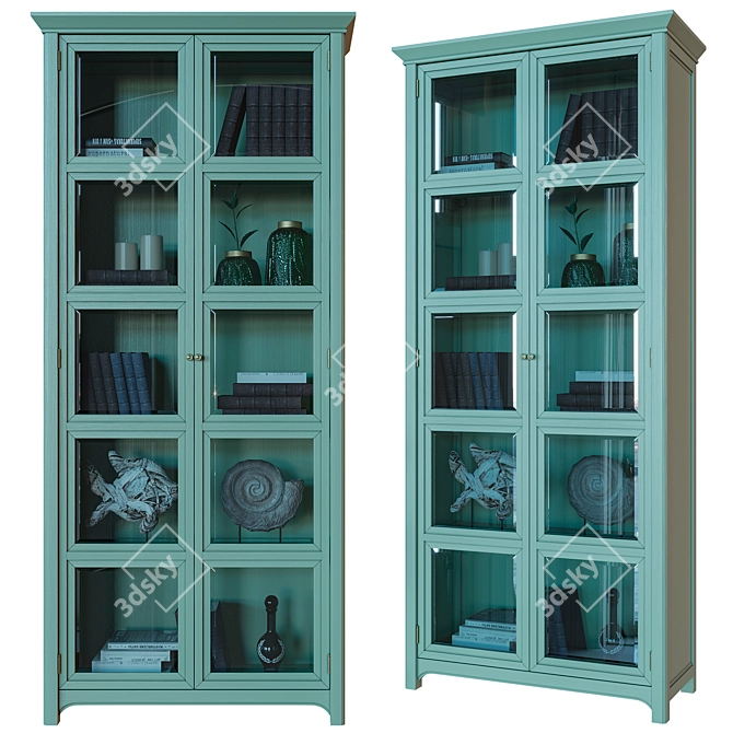 Elegant Glass Door Wardrobe 3D model image 3