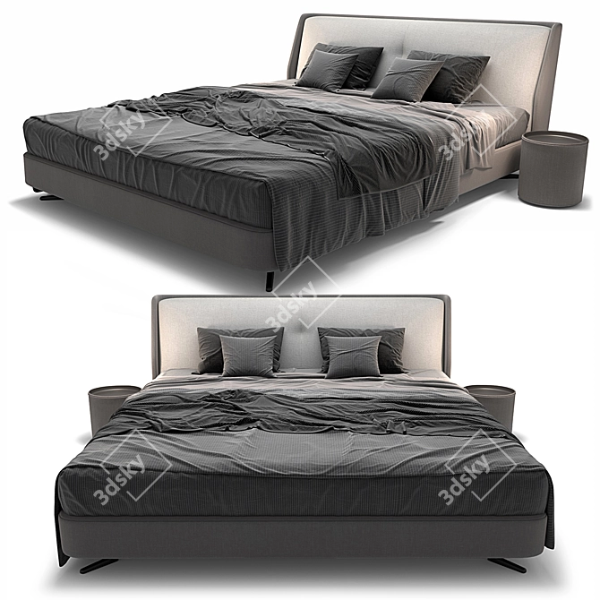 Elegant Spencer Minotti Bed 3D model image 1