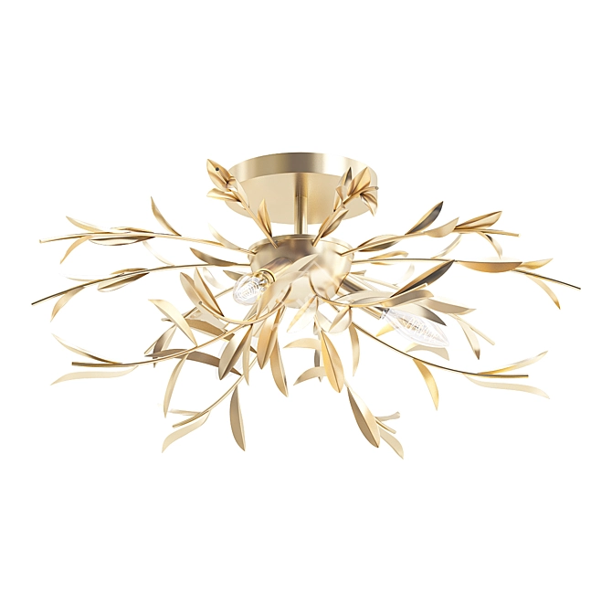 Elegant Willow Leaf Flush Mount 3D model image 1