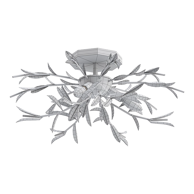 Elegant Willow Leaf Flush Mount 3D model image 2