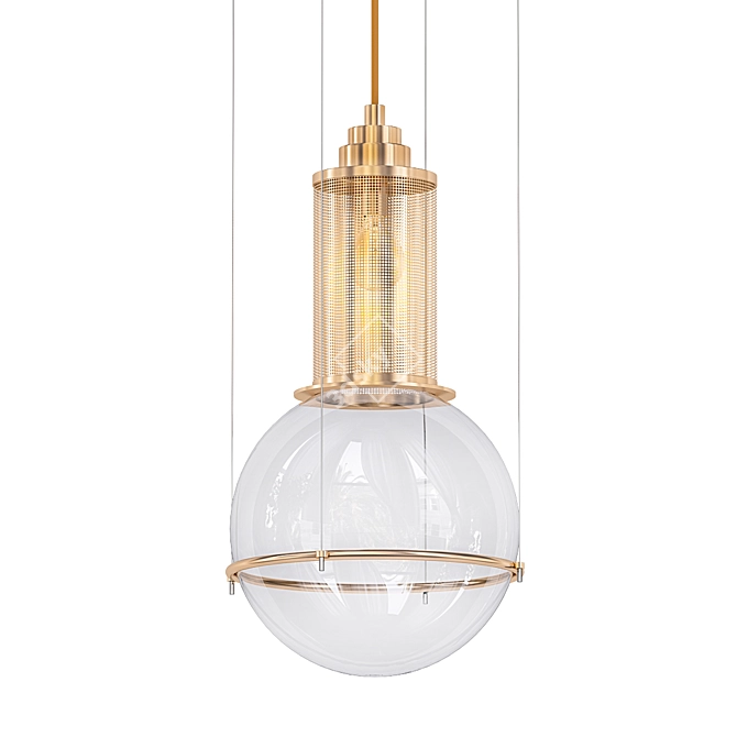 Modern Gold Pendant Light with Decorative Glass Ball 3D model image 1