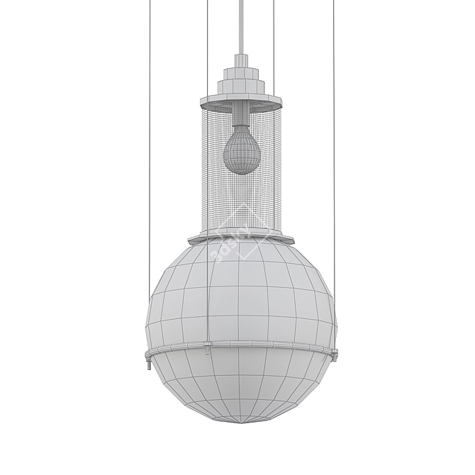 Modern Gold Pendant Light with Decorative Glass Ball 3D model image 2