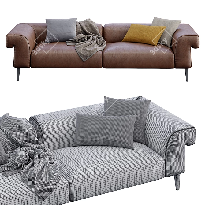 Luxury Leather Sofa Soho by Gianfranco Ferre 3D model image 4