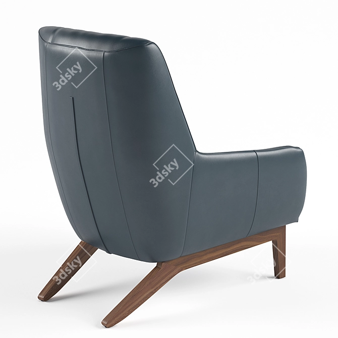 Sleek Black Leather Aman Chair 3D model image 3